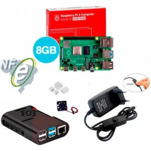 Kit Raspberry Pi 4 8GB c/ Case, Cooler, Fonte e Dissipadores