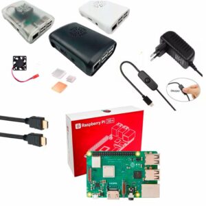 Kit Raspberry Pi 3 Model B+(Plus) c/ Case, Fonte 5V, Cooler e Dissipadores