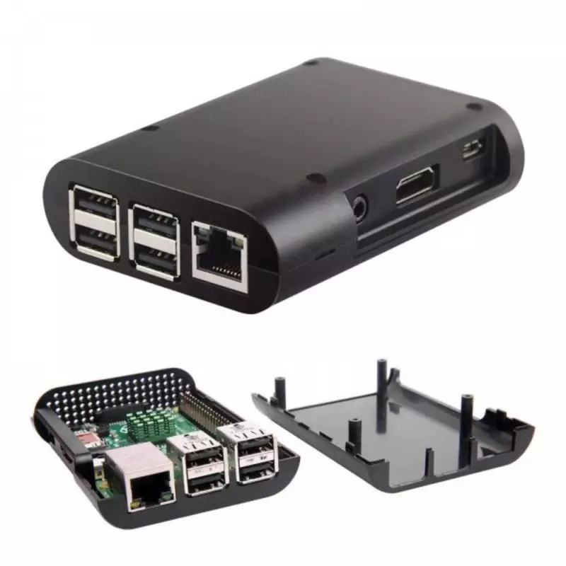 Case para Raspberry Pi 3 B e B+ em ABS Preto