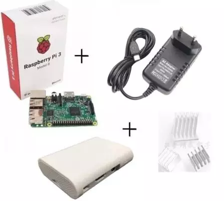 Kit Raspberry Pi3 Model B + Fonte + Case + Dissipadores