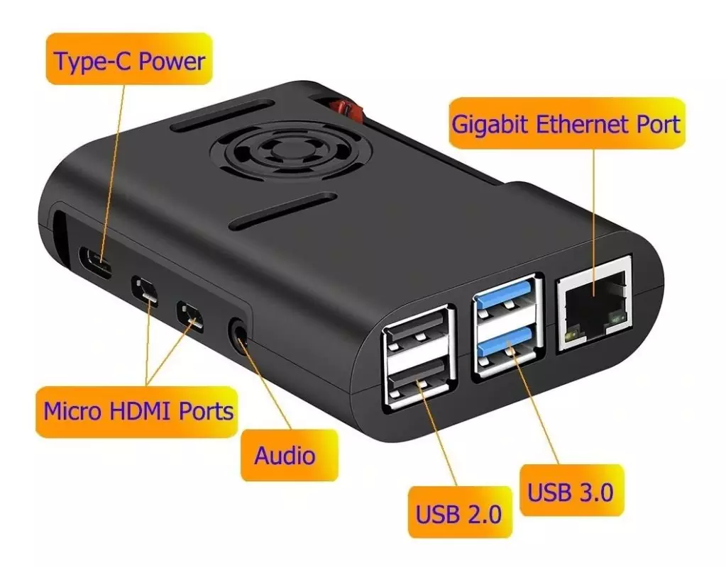 Kit Case Raspberry Pi 4 C/ Cooler + Dissipadores