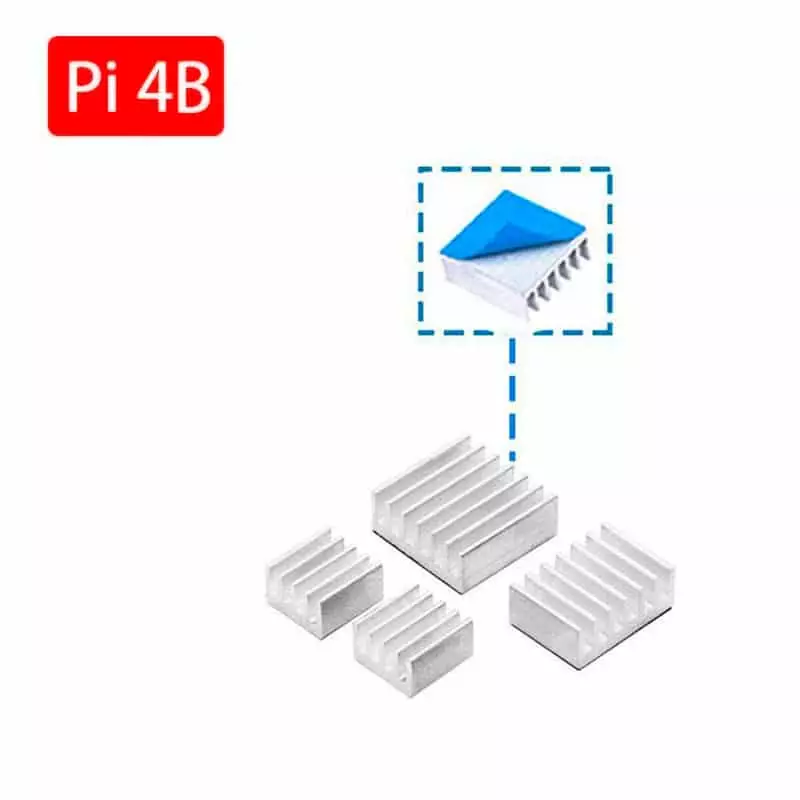 Kit de Dissipadores de Calor para Raspberry Pi 4 (4 Unid.)