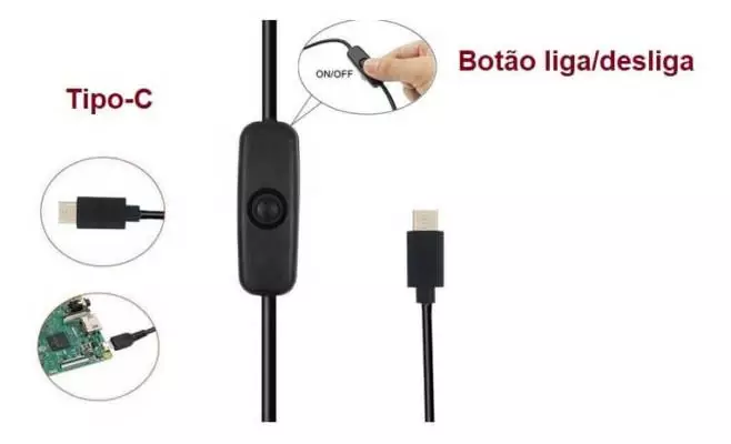 Fonte USB Tipo C 5V 3A p/ Raspberry Pi 4