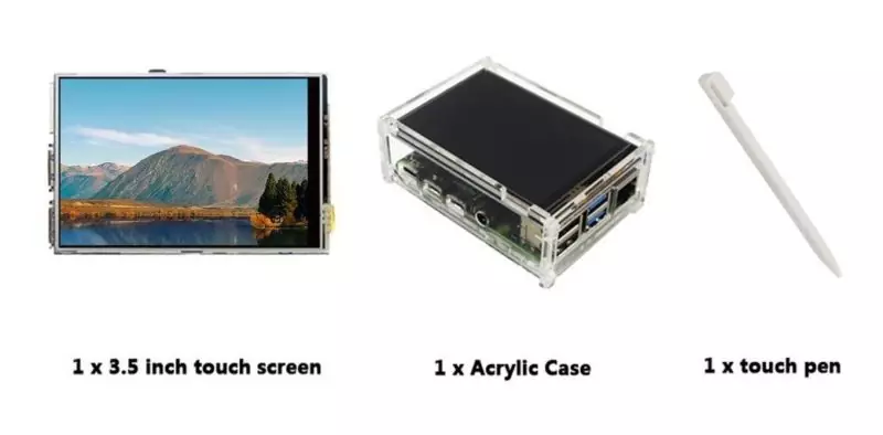 Tela Display Touch Screen 3.5 pol. para Raspberry Pi 4 + Case Acrílica