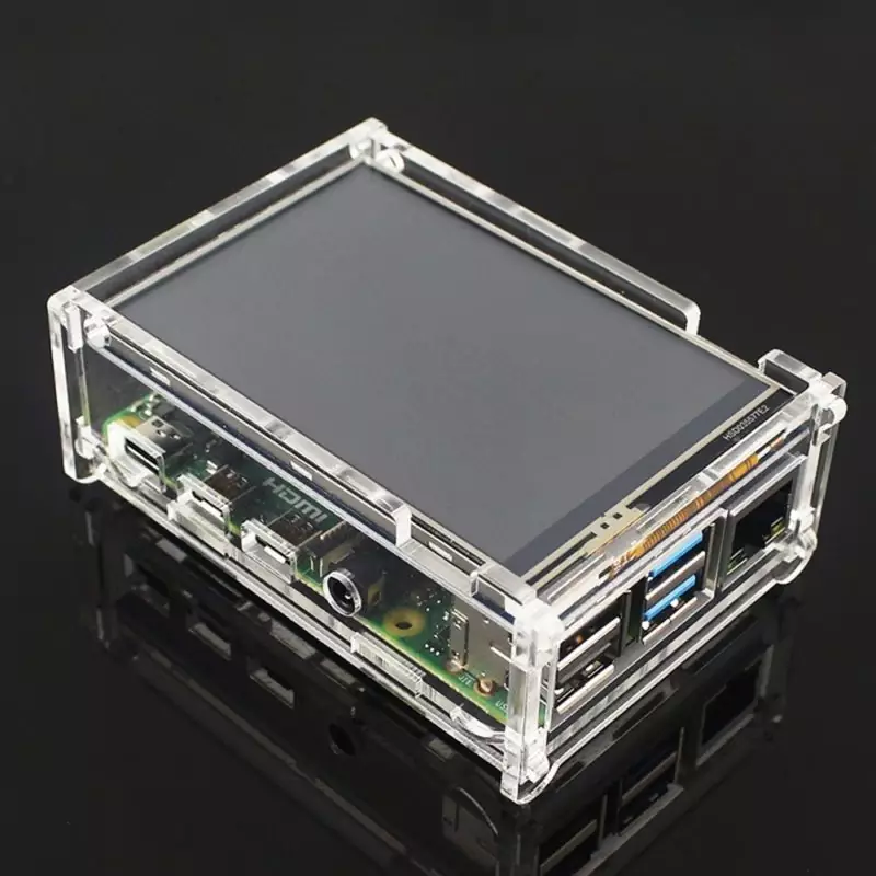 Tela Display Touch Screen 3.5 pol. para Raspberry Pi 4 + Case Acrílica