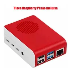 Case + Dissipadores e Cooler Luminoso p/ Raspberry Pi 4 B