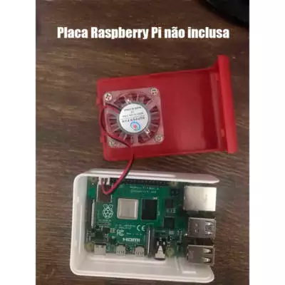 Case + Dissipadores e Cooler Luminoso p/ Raspberry Pi 4 B