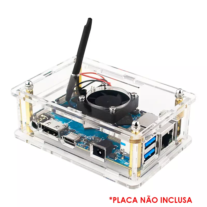 Kit com Case + Cooler + Dissipadores para Orange Pi 4 LTS