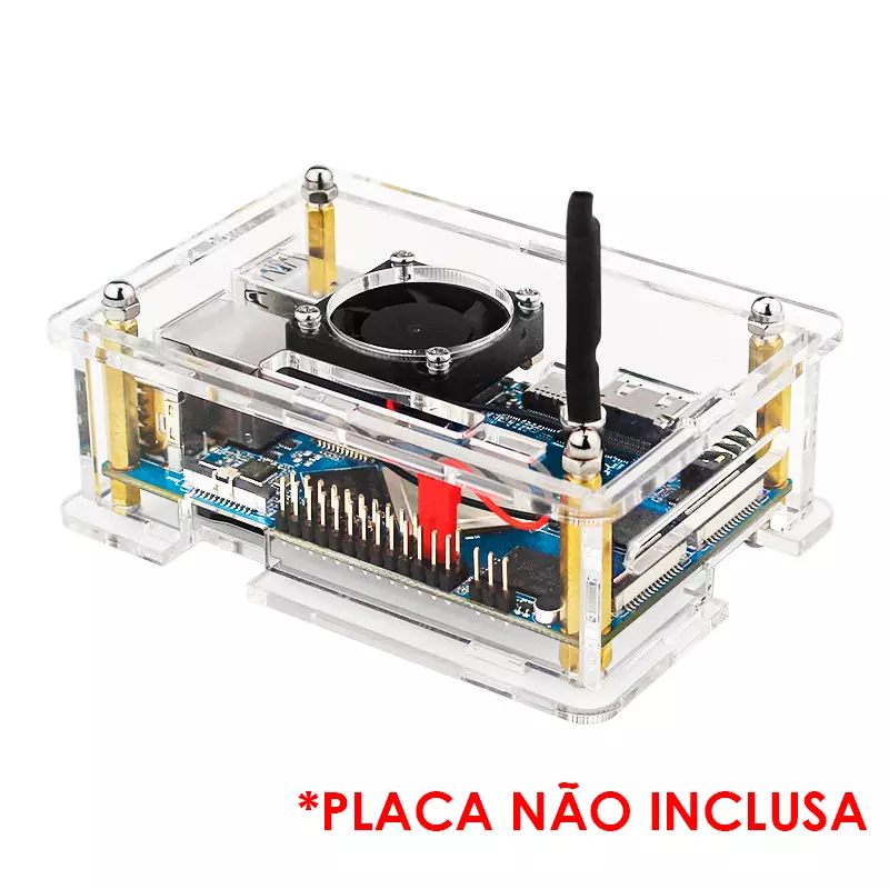 Kit com Case + Cooler + Dissipadores para Orange Pi 4 LTS