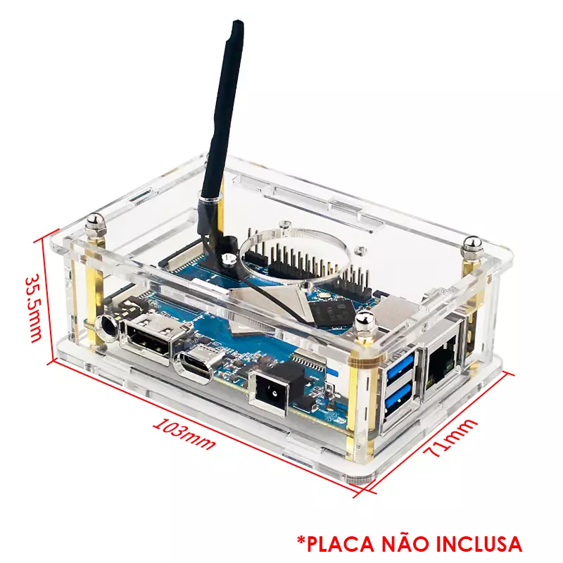 Kit com Case + Cooler + Dissipadores para Orange Pi 4 LTS