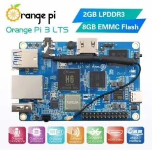 Orange Pi 3 LTS 2GB de Ram, 8GB eMMC c/ Wifi + Bluetooth