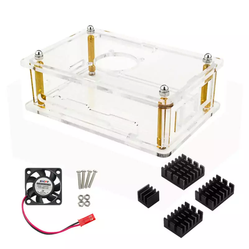 Kit com Case + Cooler + Dissipadores para Orange Pi 5