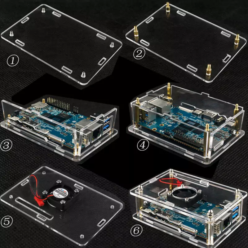 Kit com Case + Cooler + Dissipadores para Orange Pi 5