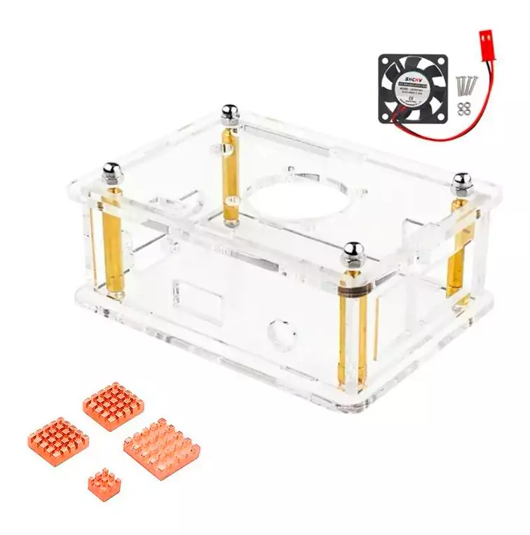 Kit com Case + Cooler + Dissipadores para Orange Pi 3 LTS