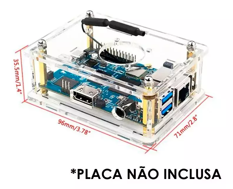 Kit com Case + Cooler + Dissipadores para Orange Pi 3 LTS