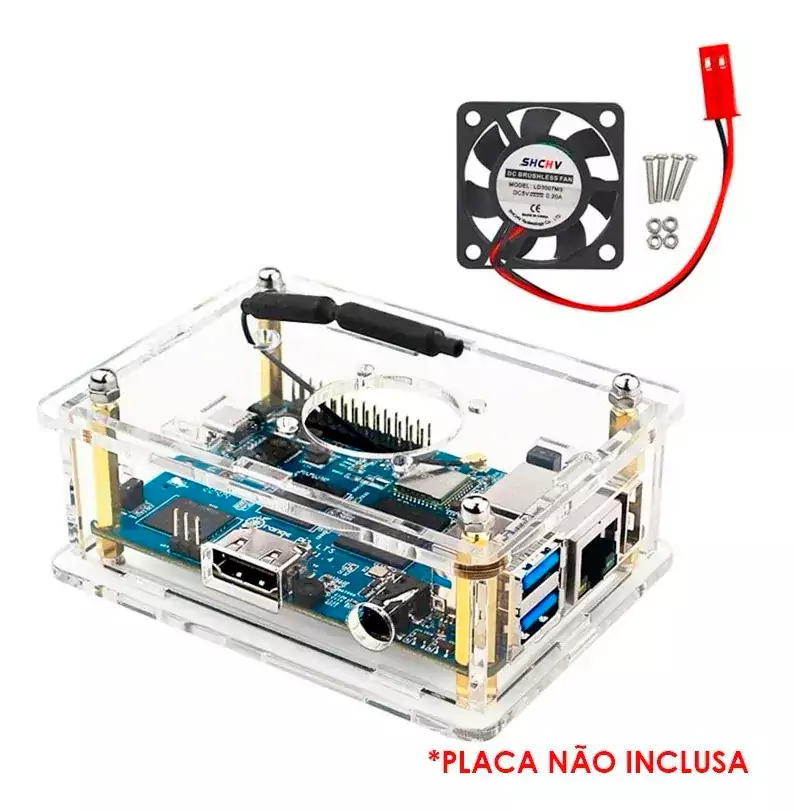 Kit com Case + Cooler + Dissipadores para Orange Pi 3 LTS