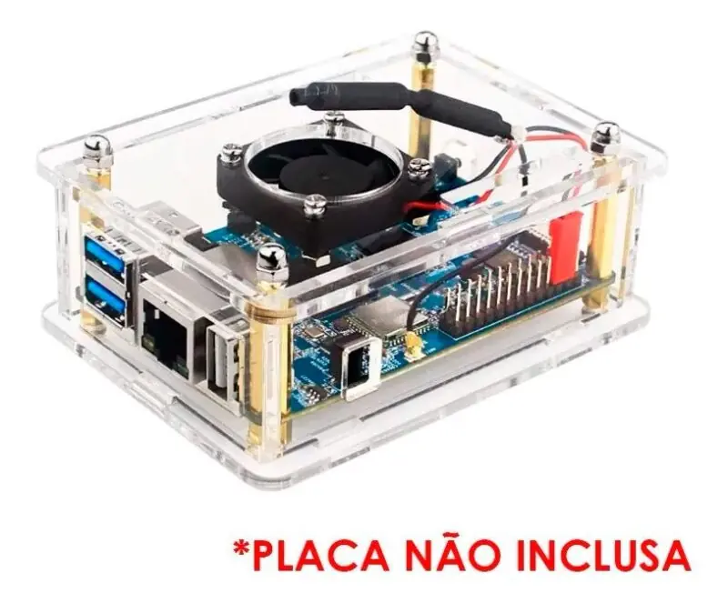 Kit com Case + Cooler + Dissipadores para Orange Pi 3 LTS