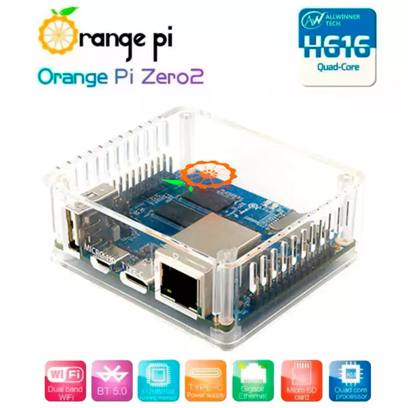 Orange Pi Zero2 H616 1GB RAM + Case