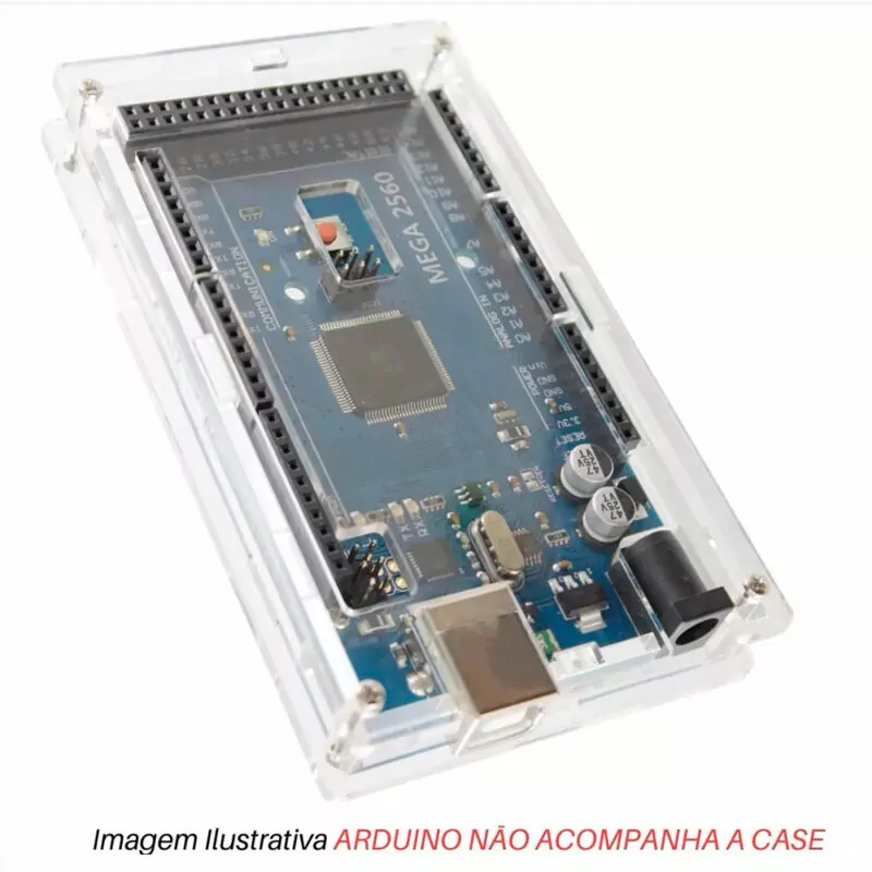 Case Arduino Mega 2560 R3 em Acrílico Transparente