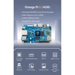 Orange Pi 5 c/ 4GB de RAM DDR4 Rockchip RK3588S Octa-core