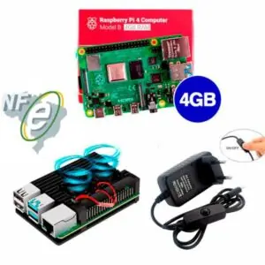 Kit Raspberry Pi 4 4GB c/ Case Alumínio c/ Duplo Cooler Fan e Fonte