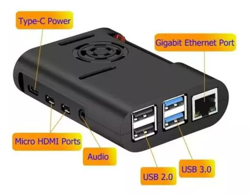 Raspberry Pi 4 4GB + Case + Cooler + Dissipadores