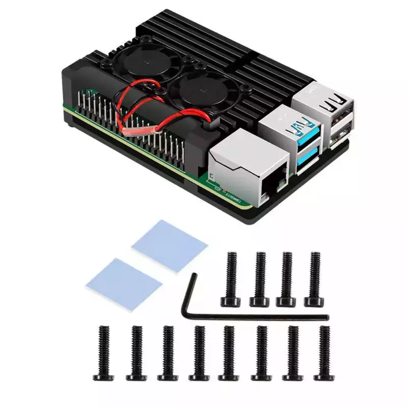 Raspberry Pi 3 B+(Plus) + Case de Alumínio c/ Duplo Cooler Fan