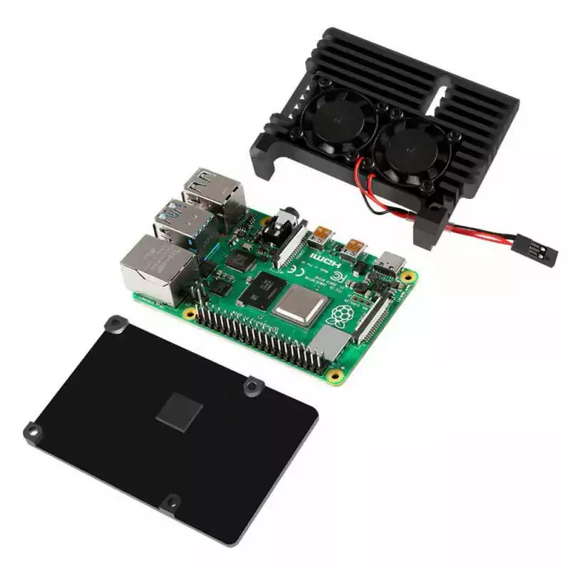 Raspberry Pi 3 B+(Plus) + Case de Alumínio c/ Duplo Cooler Fan