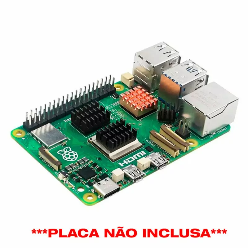 Kit com Case + Cooler + Dissipadores para Raspberry Pi 5