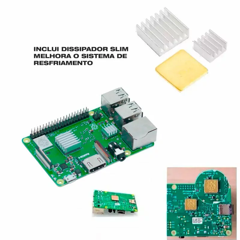 Raspberry Pi 3 Model B+(Plus) + Case, Cooler e Dissipadores