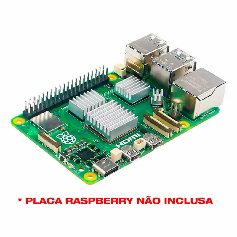 Case em ABS + Cooler Fan e Dissipadores para Raspberry Pi 5