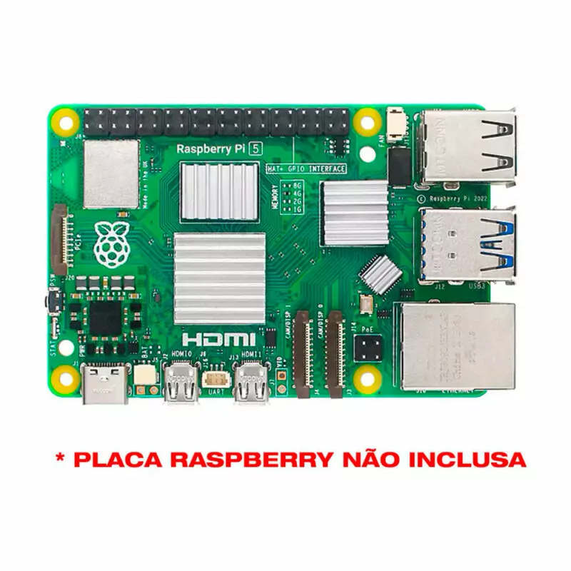 Case em ABS + Cooler Fan e Dissipadores para Raspberry Pi 5