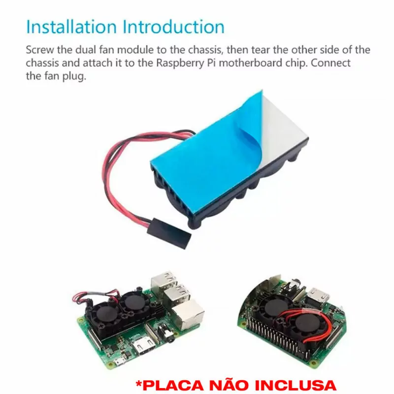 Cooler Fan Duplo P/ Raspberry Pi 3 e Pi 4