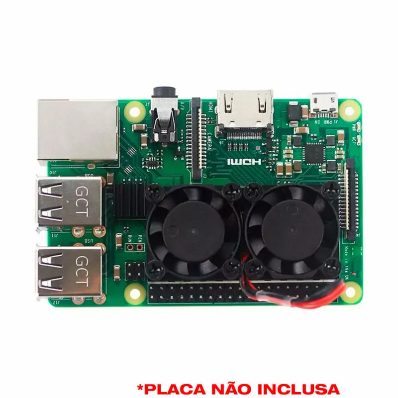 Cooler Fan Duplo P/ Raspberry Pi 3 e Pi 4