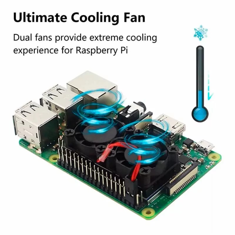 Cooler Fan Duplo P/ Raspberry Pi 3 e Pi 4