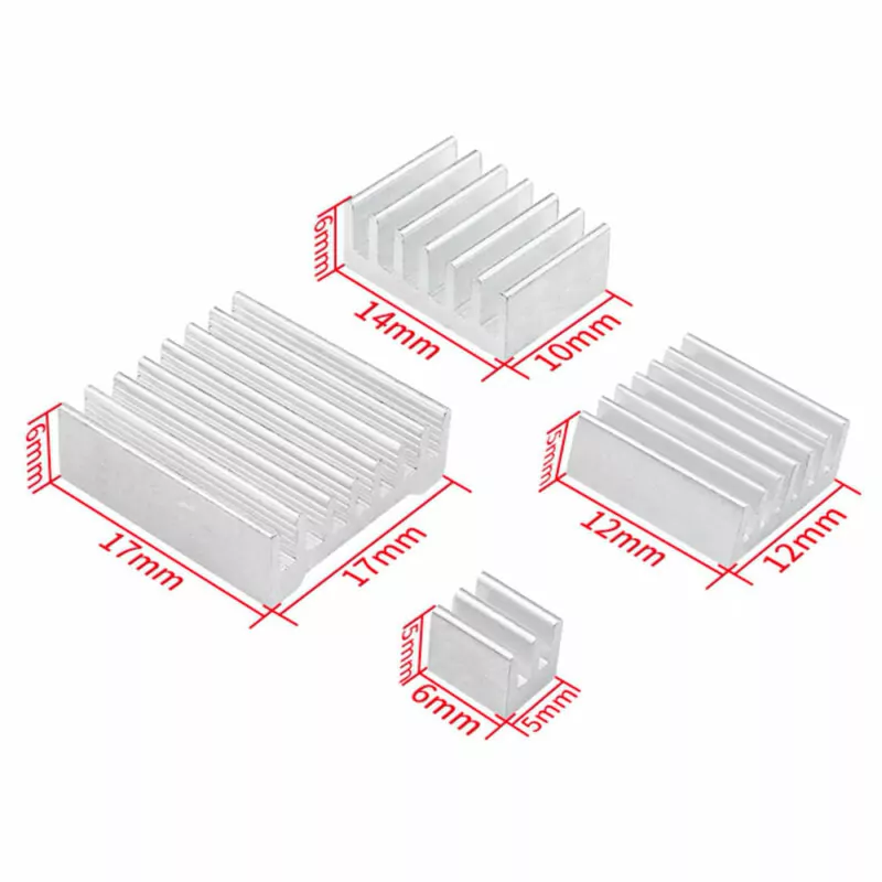 Dissipadores de Calor em Alumínio para Raspberry Pi 5 (4 Unid)