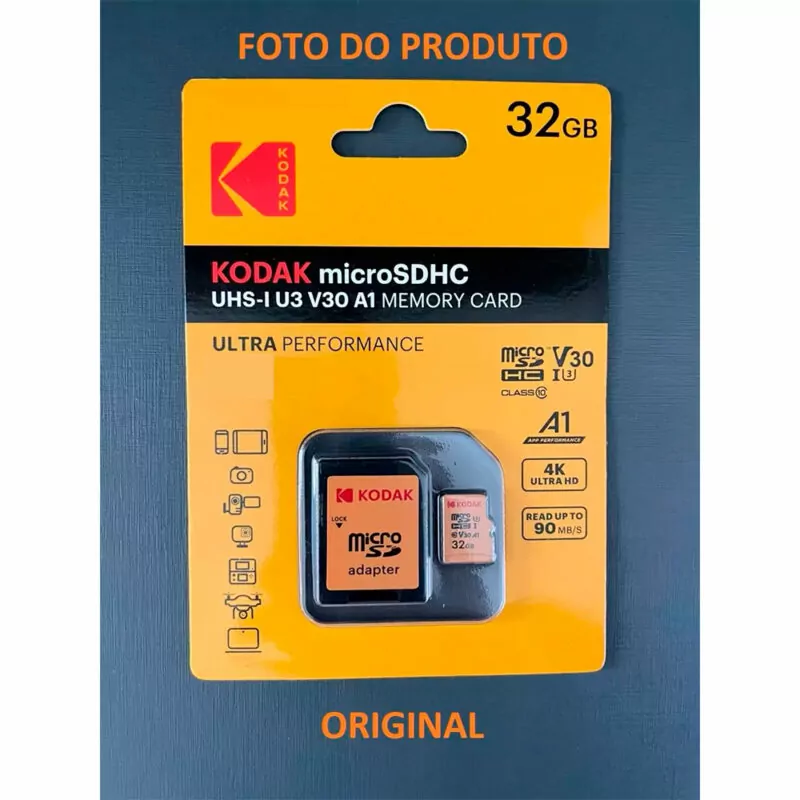 Cartão de Memoria Kodak Sdxc Uhs-i U3 V30 A1 90mb/s 32 GB