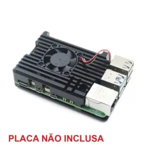 Case em Metal Alumínio c/ Cooler p/ Raspberry Pi 5