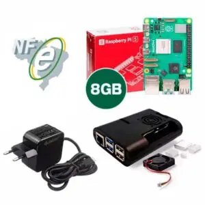 Kit Raspberry Pi 5 8GB c/ Case, Cooler, Dissipadores e Fonte 27W