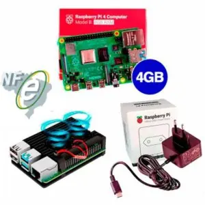 Kit Raspberry Pi 4 4GB c/ Case Alumínio c/ Duplo Cooler Fan e Fonte Oficial