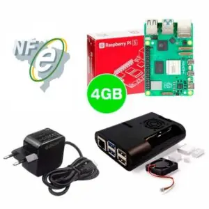 Kit Raspberry Pi 5 4GB c/ Case, Cooler, Dissipadores e Fonte 27W