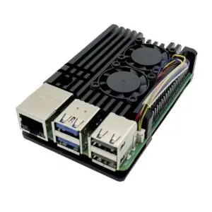 Case Alumínio p/ Raspberry Pi 5 com Duplo Cooler FAN