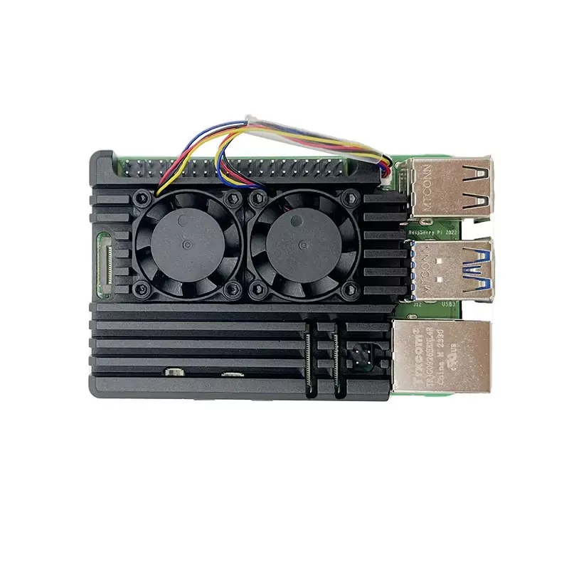 Case Alumínio p/ Raspberry Pi 5 com Duplo Cooler FAN