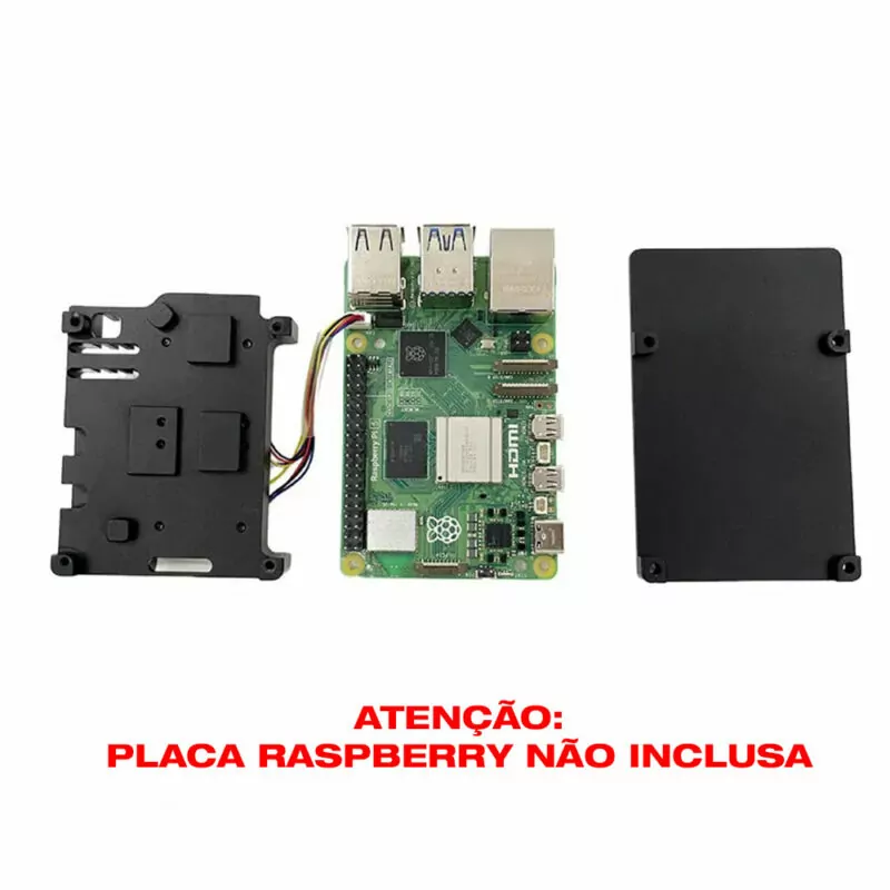 Case Alumínio p/ Raspberry Pi 5 com Duplo Cooler FAN