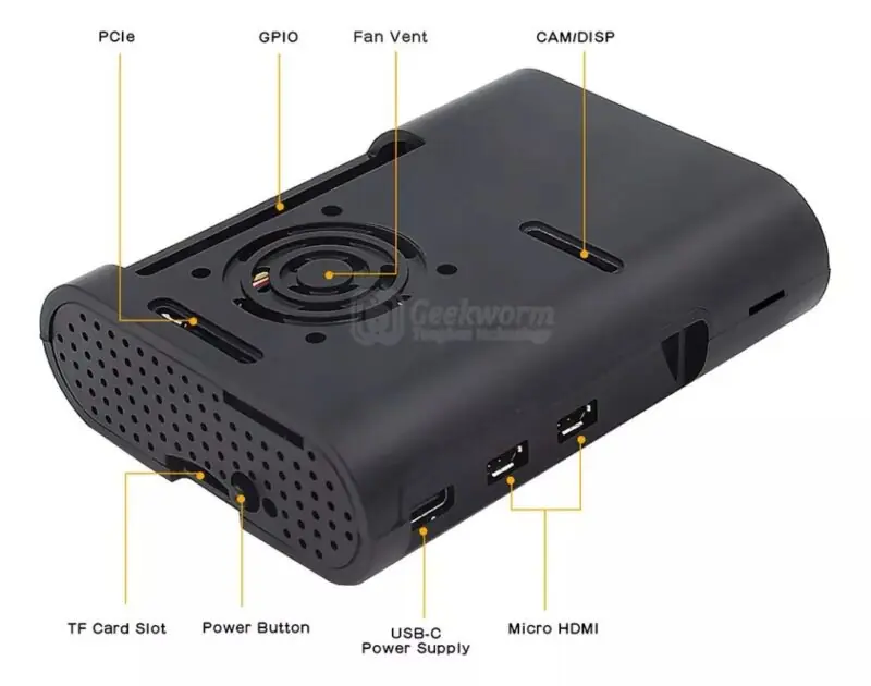 Kit Raspberry Pi 5 4GB c/ Case, Cooler, Dissipadores e Fonte 27W