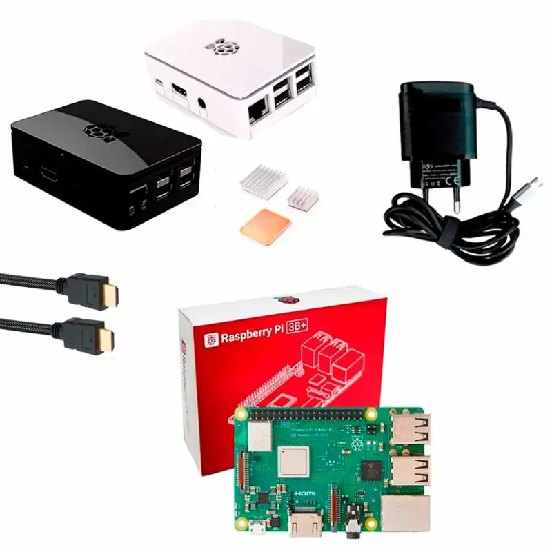 Kit Raspberry Pi 3 Model B+(Plus) c/ Case, Fonte 5V, Cooler e Dissipadores