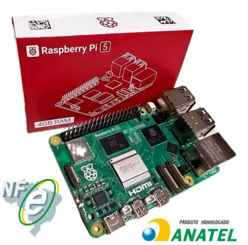 Kit Raspberry Pi 5 4GB c/ Case + Active Cooler Oficial e Fonte 27W