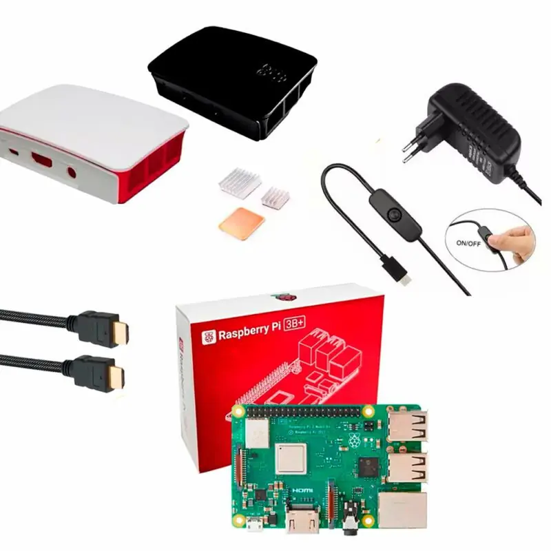 Kit Raspberry Pi 3 Model B+(Plus) c/ Case, Fonte 5V, Cooler e Dissipadores