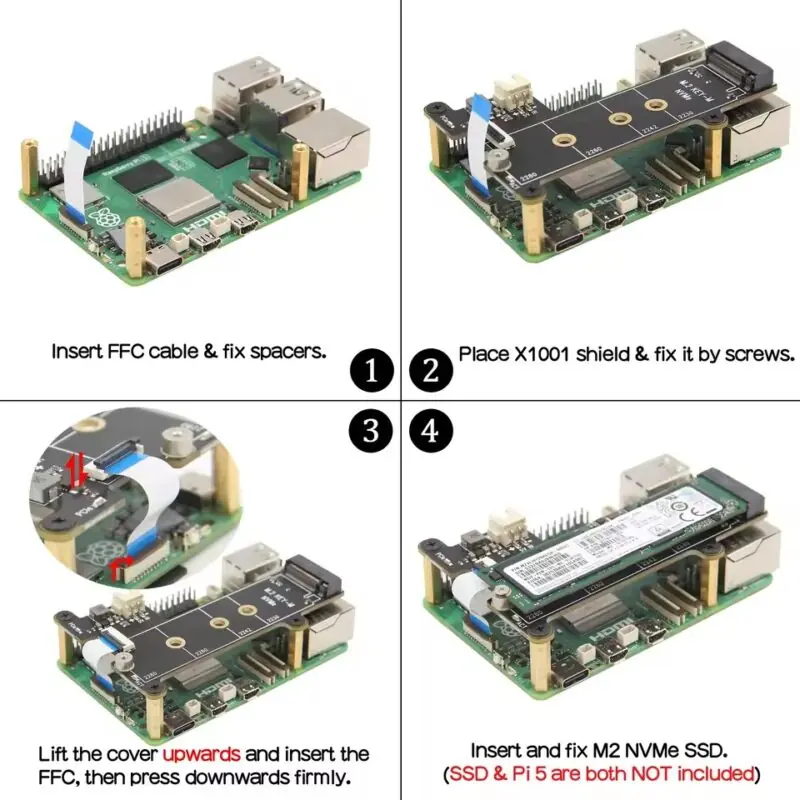 X1001 Shield NVMe M.2 para Raspberry Pi 5