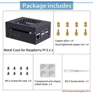 52Pi Case Metálica para Raspberry Pi 5 - Compatível com placas N04 N05 M.2 NVMe para adaptador PCLe X1000 PCLe